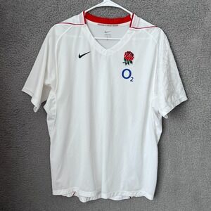 Nike Shirt Mens Large White England‎ Union O2 Rugby Home Jersey Short Sleeve